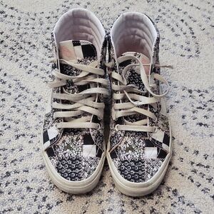 Vans Black and White Floral High-Tops